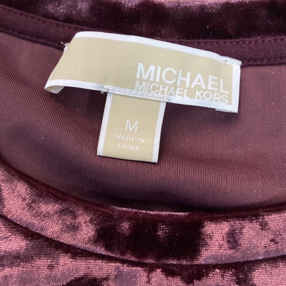 Michael Kors Cordovan Panne Stretch Crushed Velvet Bodycon Midi Dress, Size M - Picture 2 of 9